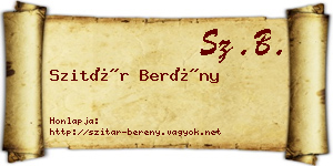 Szitár Berény névjegykártya
